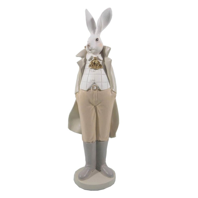 Figurka wielkanocna Pan królik biało - złoty 37 cm Claye & Eef