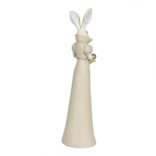 Załaduj obraz do przeglądarki galerii, Figurka wielkanocna Pani królik biało - złoty 37 cm Claye &amp; Eef
