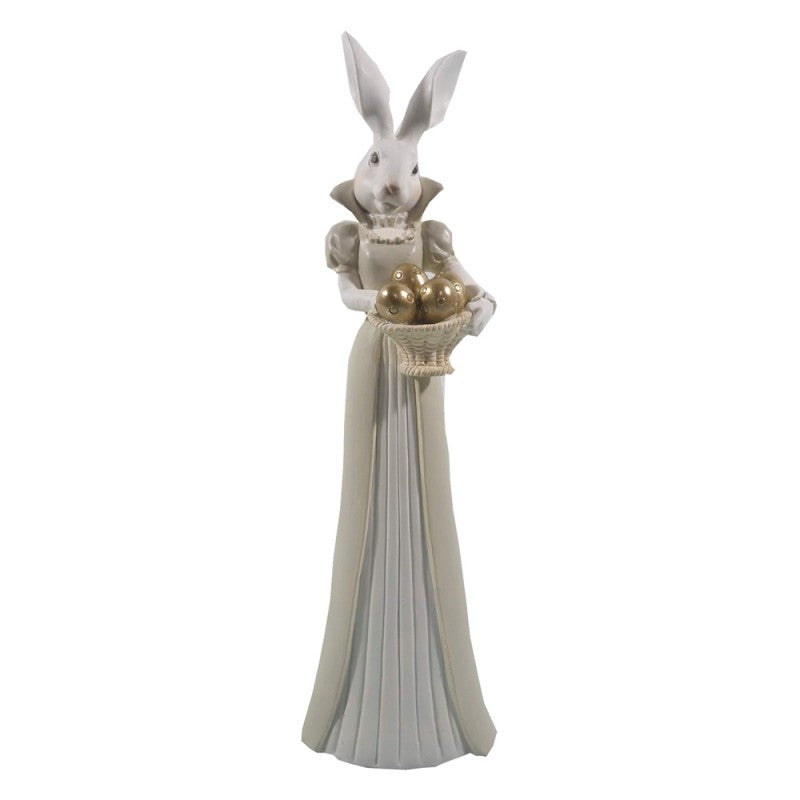Figurka wielkanocna Pani królik biało - złoty 37 cm Claye & Eef