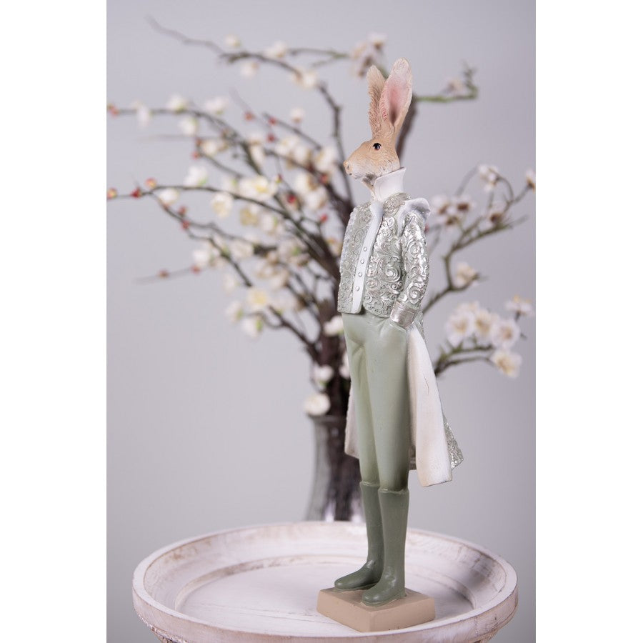 Królik figurka ozdobna królik zielony we fraku 44 cm  Clayre Eef