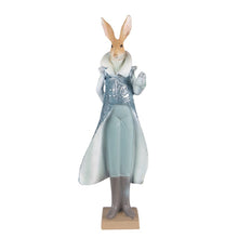 Załaduj obraz do przeglądarki galerii, Figurka królik ozdobny we fraku z zegarem miebieski 33 cm Clayre Eef
