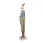 Pan królik figurka ozdobna z marchewkami niebieski retro 36 cm Clayre Eef