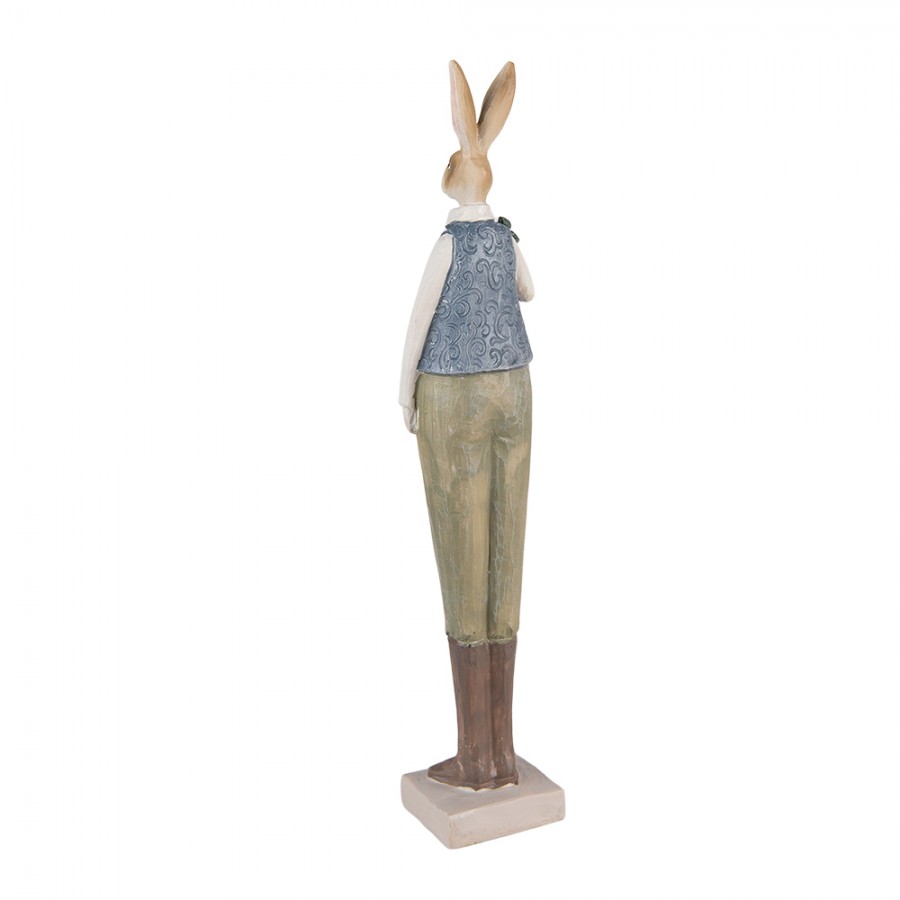 Pan królik figurka ozdobna z marchewkami niebieski retro 36 cm Clayre Eef