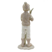 Załaduj obraz do przeglądarki galerii, Figurka świąteczna chłopiec na nartach 19 cm różowy retro Clayre Eef
