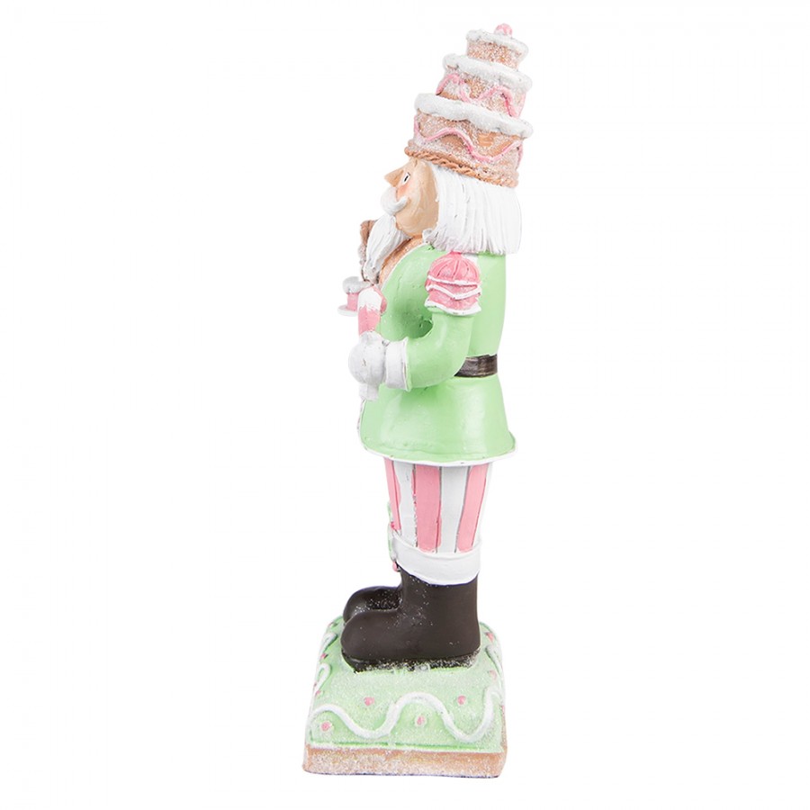 Figurka świąteczna Dziadek do orzechów zielono różowy retro 24 cm Clayre Eef