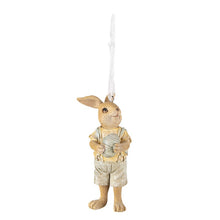Załaduj obraz do przeglądarki galerii, Ozdoba wiszący królik z plecaczkiem retro żółta  11 cm Clayre Eef
