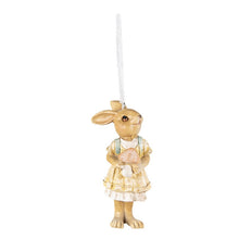 Załaduj obraz do przeglądarki galerii, Ozdoba wiszący króliczka z plecaczkiem retro żółta  11 cm Clayre Eef

