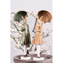 Załaduj obraz do przeglądarki galerii, Figurka Pan królik w zielonym fraku z parasolką 27 cm retro Clayre Eef
