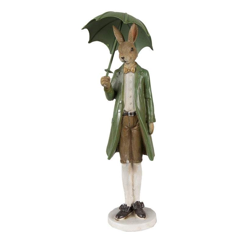 Figurka Pan królik w zielonym fraku z parasolką 27 cm retro Clayre Eef