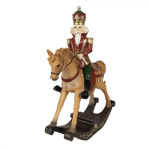 Figurka świąteczna koń na biegunach i dziadek do orzechów czerwona Clayre Eef