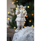 Figurka święty mikołaj z dziećmi retro różowo srebrna Clayre Eef