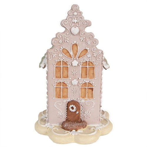 Dekoracyjny domek z piernika 20 cm pudrowy róż Clayre Eef