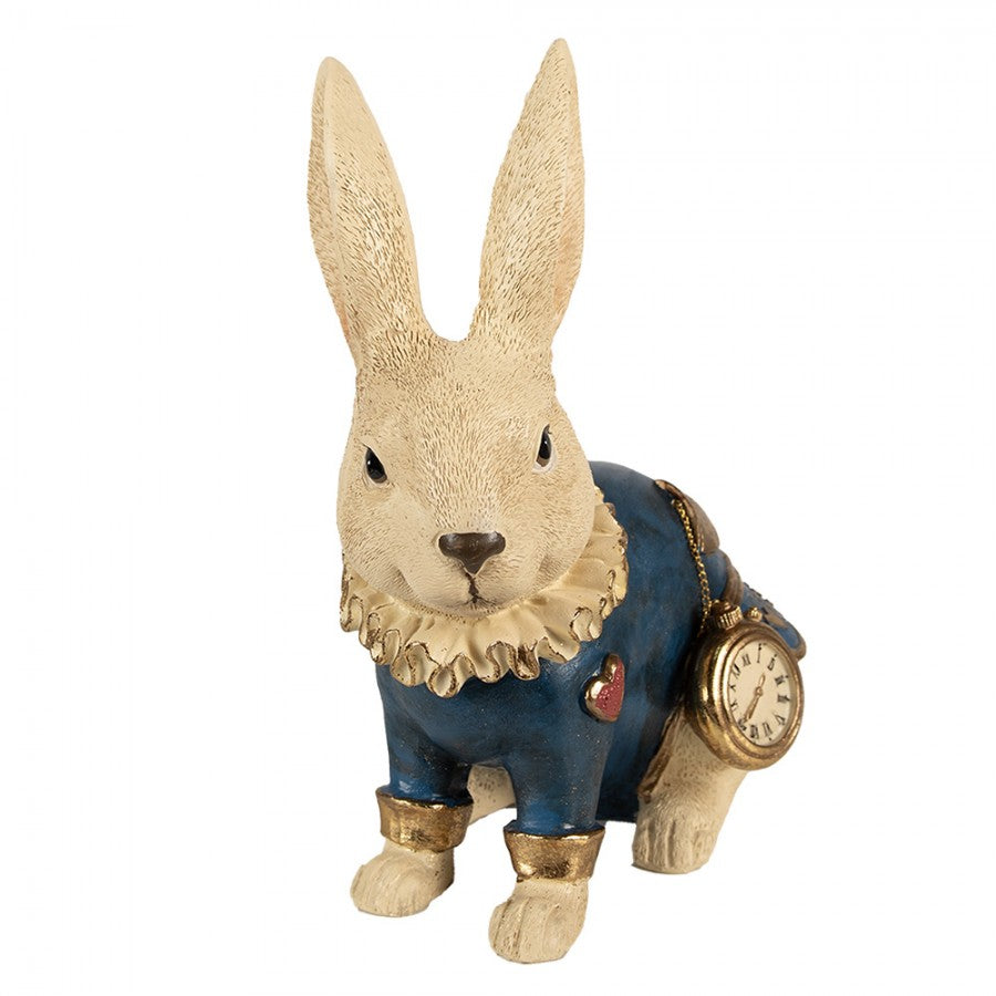 Królik z Alicji w krainie czarów beżowo- niebieski 29 cm retro Clayre Eef