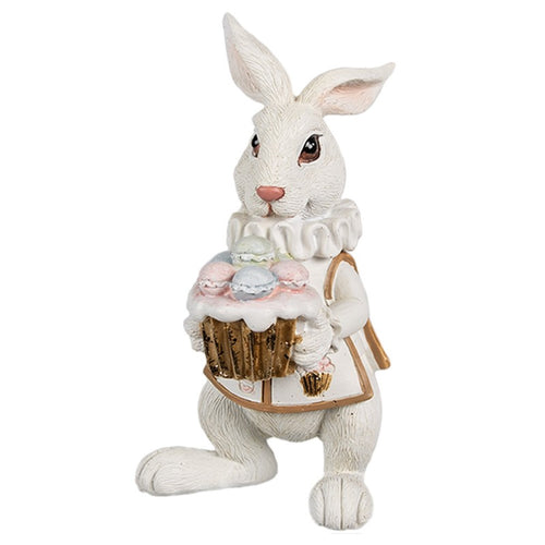 Figurka królik wielkanocny biały z ciasteczkami 30 cm retro Clayre Eef