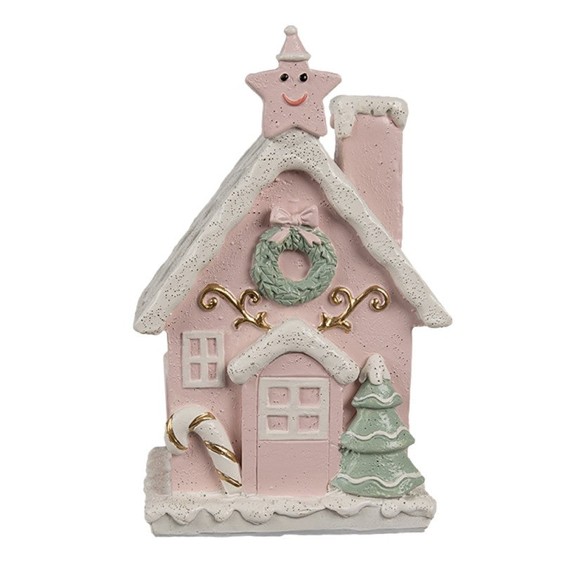 Domek z piernika pastelowy figurka świąteczna  Led 15 cm Clayre & Eef