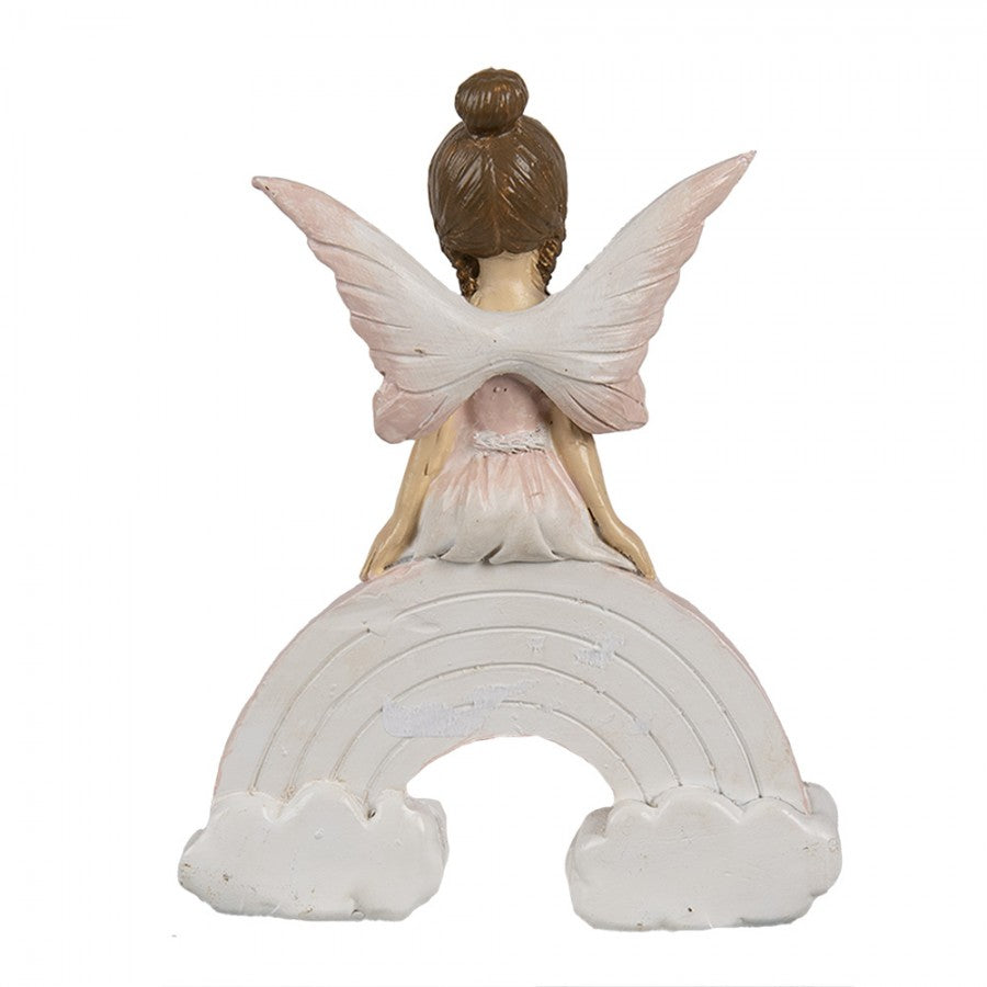 Figurka świąteczna elf , aniołek różowy na tęczy 11 cm Clayre & Eef