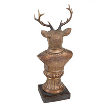 Załaduj obraz do przeglądarki galerii, Figurka głowa renifera 25 cm brązowo- złota  Clayre &amp; Eef

