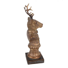 Załaduj obraz do przeglądarki galerii, Figurka głowa renifera 25 cm brązowo- złota  Clayre &amp; Eef
