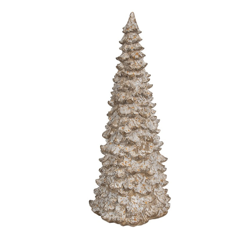 Figurka choinka świąteczna dekoracyjna beżowo-biała 30 cm Clayre & Eef