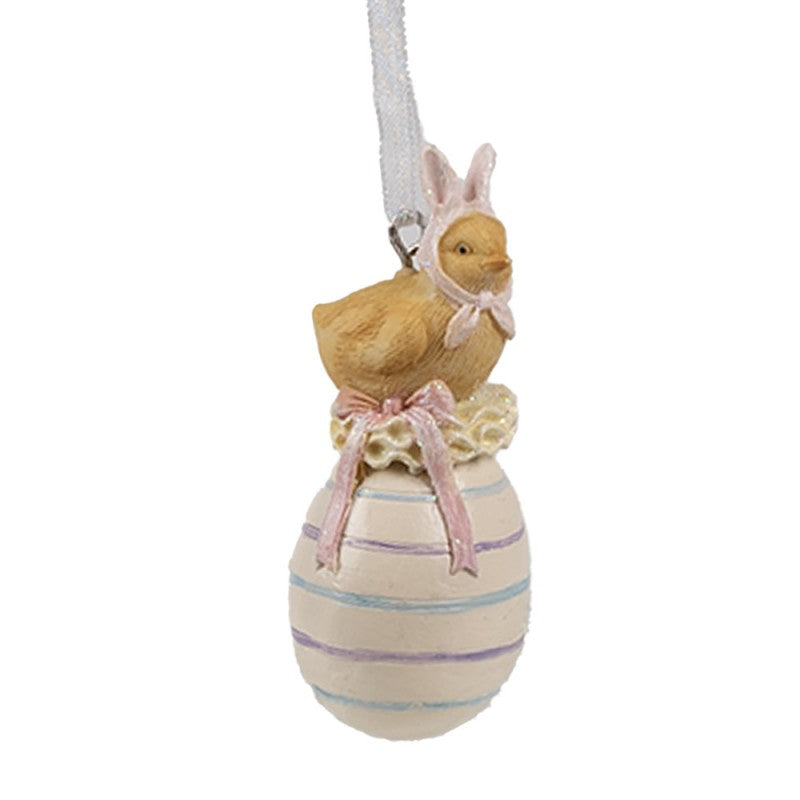 Wiszący kurczaczek na jajeczku 7 cm Clayre & Eef
