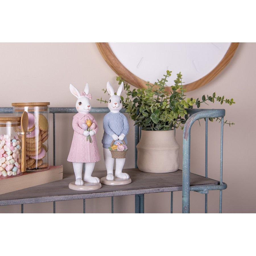 Królik figurka w różowej sukience wielkanoc 23 cm Clayre & Eef