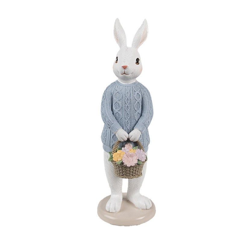 Królik figurka w niebieskim sweterku wielkanoc 24 cm Clayre & Eef