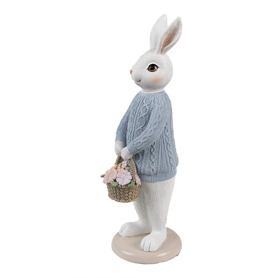 Królik figurka w niebieskim sweterku wielkanoc 24 cm Clayre & Eef