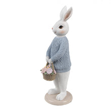 Załaduj obraz do przeglądarki galerii, Królik figurka w niebieskim sweterku wielkanoc 24 cm Clayre &amp; Eef
