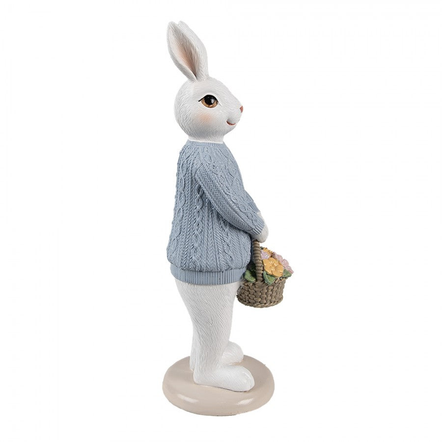 Królik figurka w niebieskim sweterku wielkanoc 24 cm Clayre & Eef