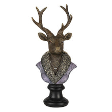 Załaduj obraz do przeglądarki galerii, Figurka głowa renifera 23 cm brązowo - fioletowa Clayre &amp; Eef
