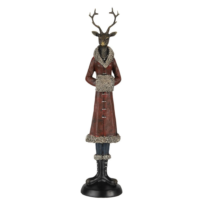 Figurka Pani Jeleń 35 cm czerwona Clayre & Eef