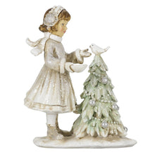 Załaduj obraz do przeglądarki galerii, Figurka świąteczna dziewczynka z choinką retro 12 cm Clayre Eef
