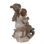 Figurka świąteczna dzieci na sankach retro 11 cm beżowa Clayre Eef