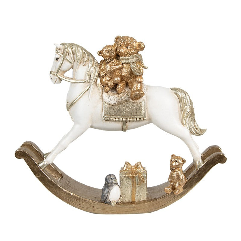 Figurka świąteczna koń na biegunach złota brokatowa Clayre Eef