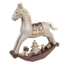 Załaduj obraz do przeglądarki galerii, Koń na biegunach świąteczna figurka szara 18 cm Clayre Eef

