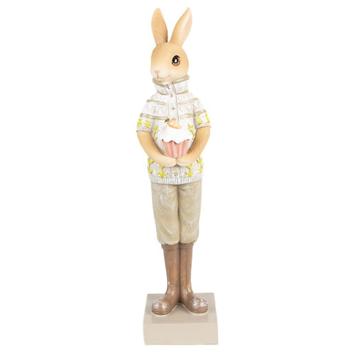 Figurka królik brązowo-zielony 28 cm ozdobny wielkanoc Clayre Eef