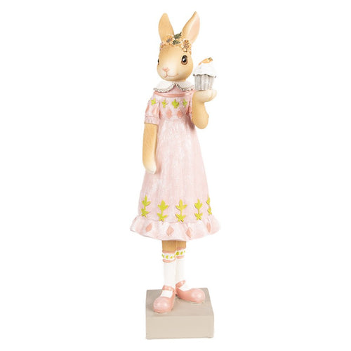 Figurka królik różowy 28 cm ozdobny wielkanoc Clayre Eef