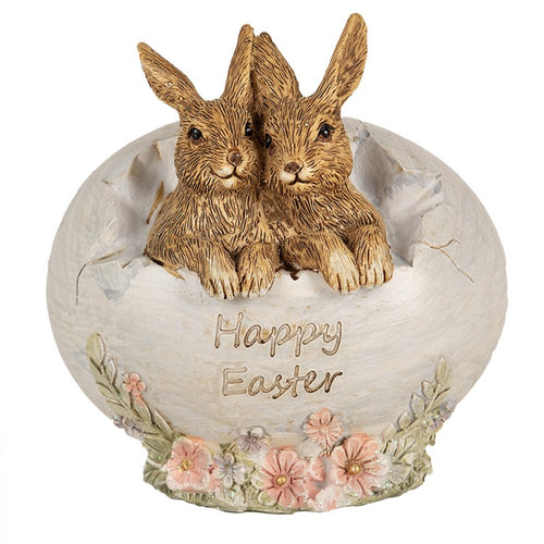 Figurka wielkanocna Happy Easter króliczki w jajku 11 cm Clayre Eef