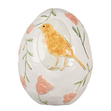 Załaduj obraz do przeglądarki galerii, Figurka jajko ceramiczne wielkanocne malowane ptaszkek białe 16 cm Clayre Eef
