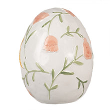 Załaduj obraz do przeglądarki galerii, Figurka jajko ceramiczne wielkanocne malowane ptaszkek białe 16 cm Clayre Eef
