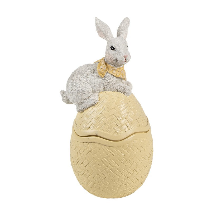 Króliczek na jajku figurka wielkanocna żółta 20 cm Clayre & Eef