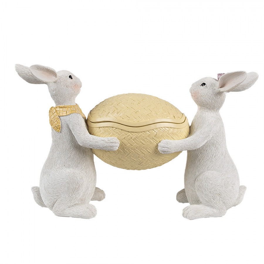 Króliczki z jajkiem wielkanocnym żółtym 29x18 cm Clayre & Eef