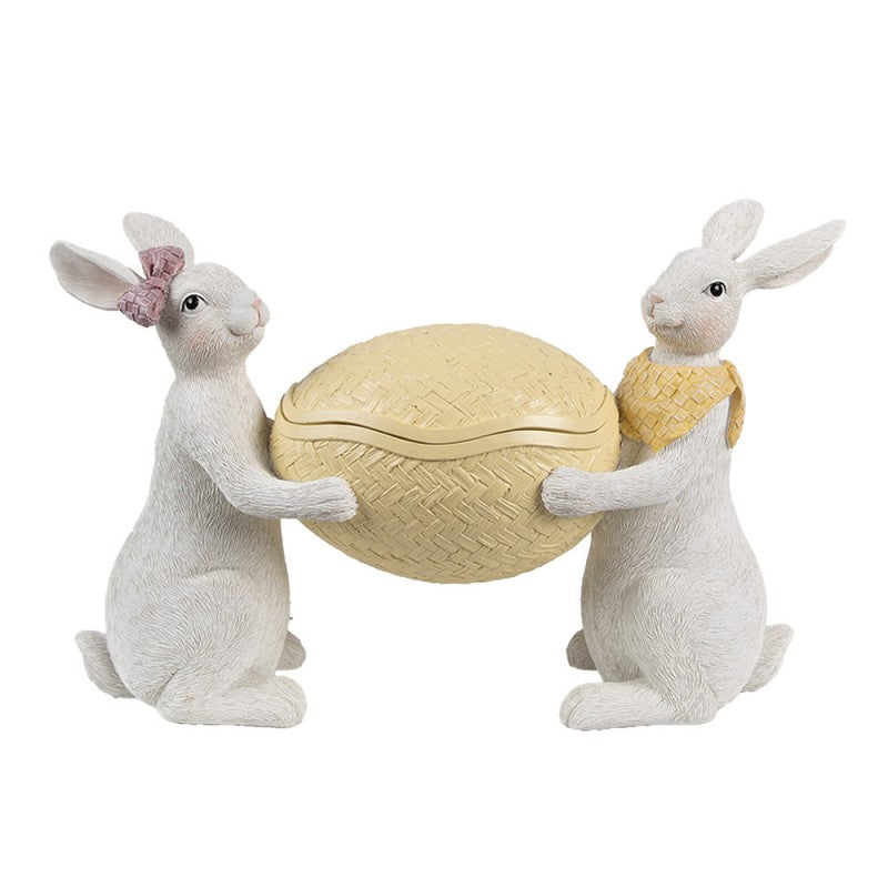 Króliczki z jajkiem wielkanocnym żółtym 29x18 cm Clayre & Eef