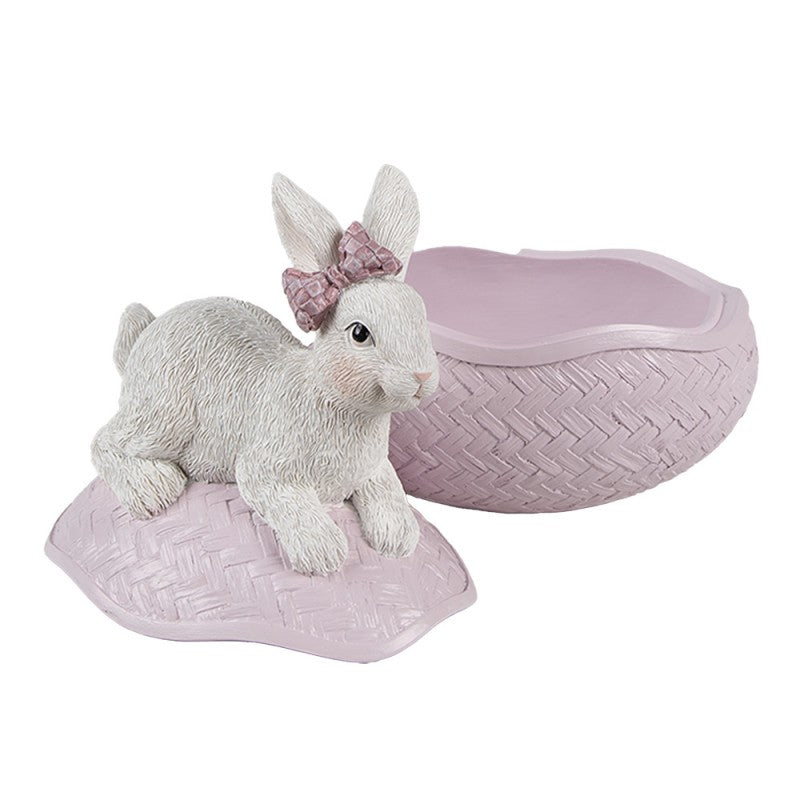 Króliczek na jajku figurka wielkanocna fioletowa 16 cm Clayre & Eef