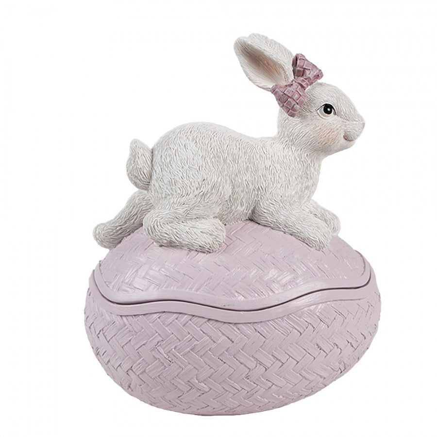 Króliczek na jajku figurka wielkanocna fioletowa 16 cm Clayre & Eef