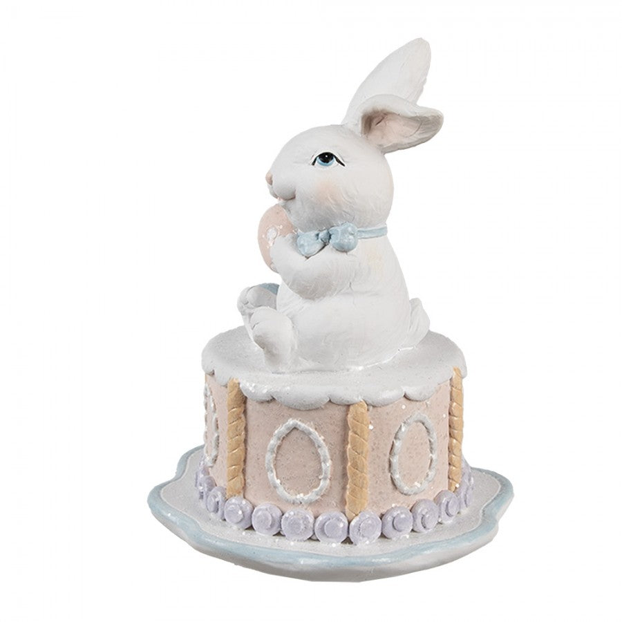 Figurka wielkanocna królik na torcie retro 17 cm Clayre & Eef