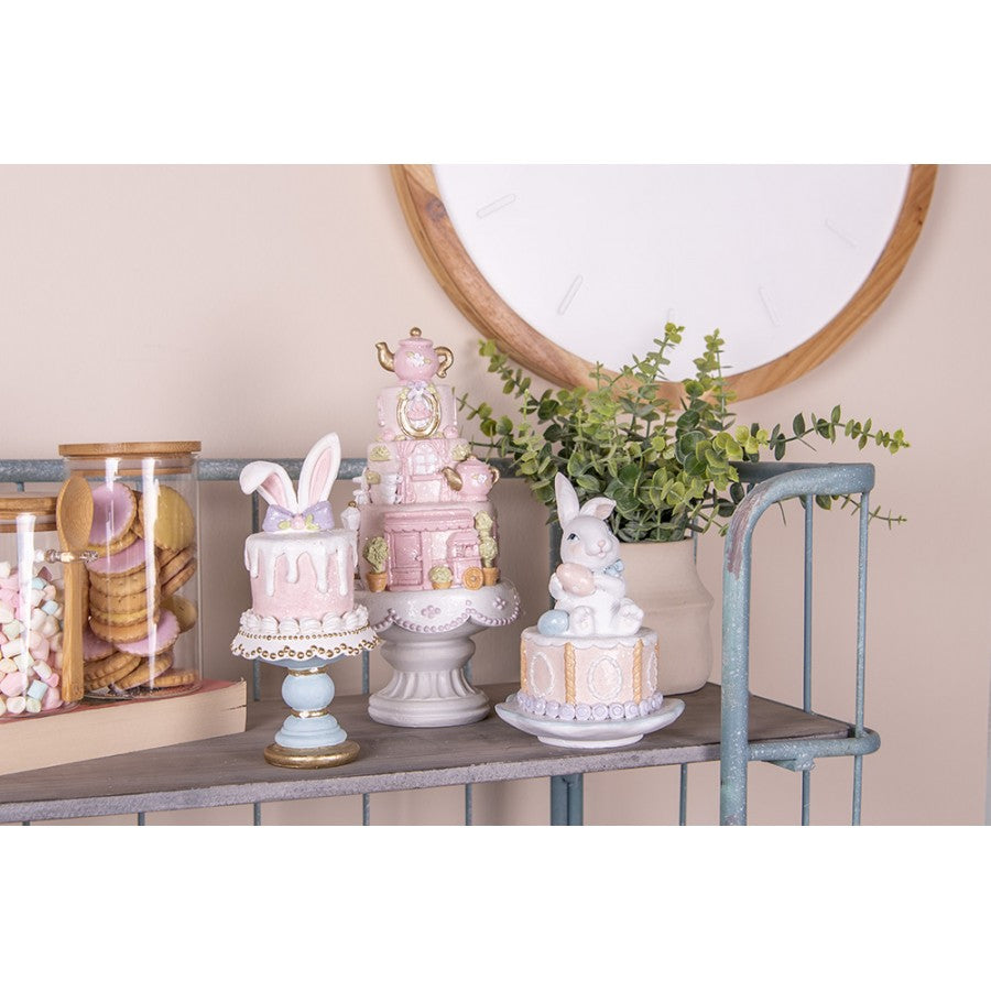 Figurka wielkanocna królik na torcie retro 17 cm Clayre & Eef