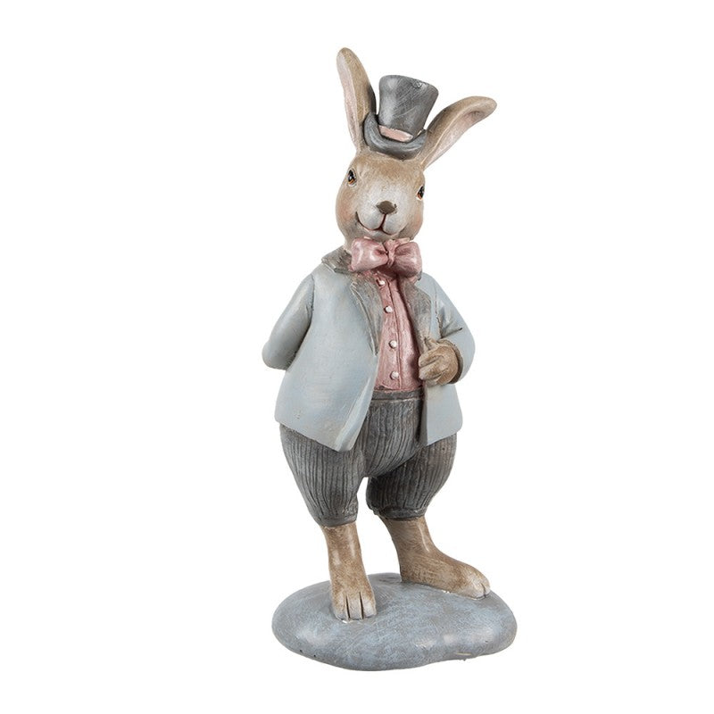 Figurka wielkanocna Królik 19 cm Beżowo-niebieski Clayre & Eef