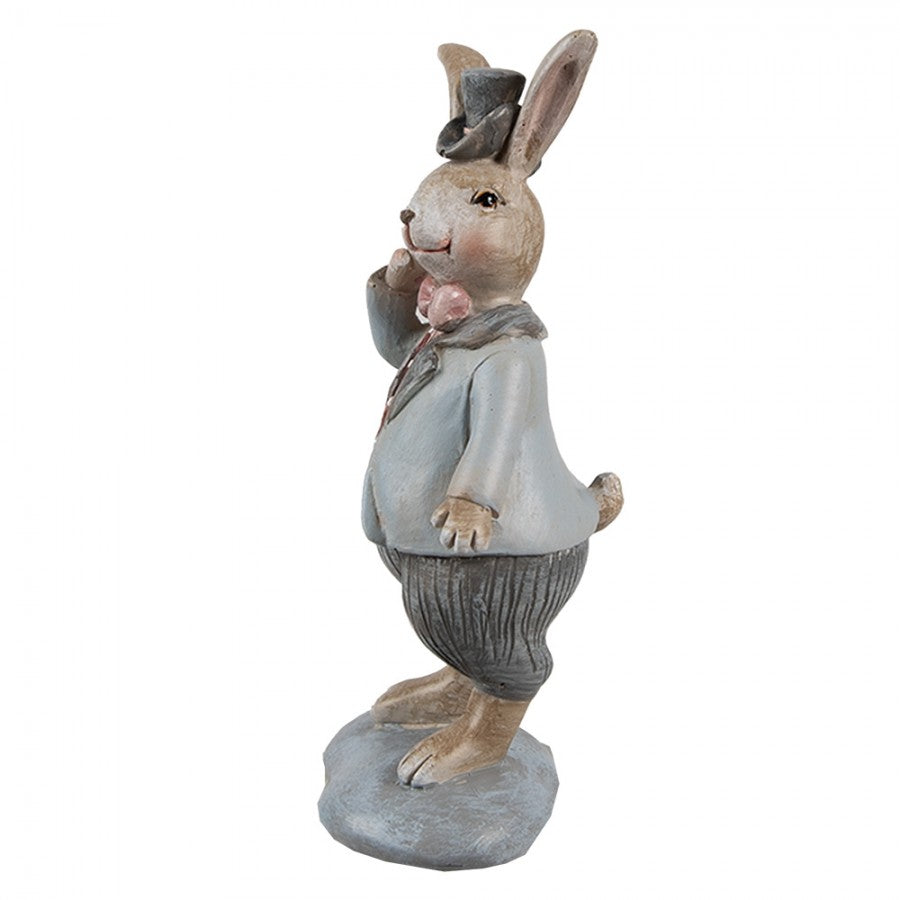 Figurka wielkanocna Królik 13 cm Beżowo-niebieski Clayre & Eef