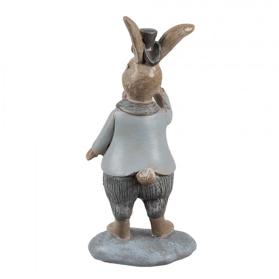 Figurka wielkanocna Królik 13 cm Beżowo-niebieski Clayre & Eef